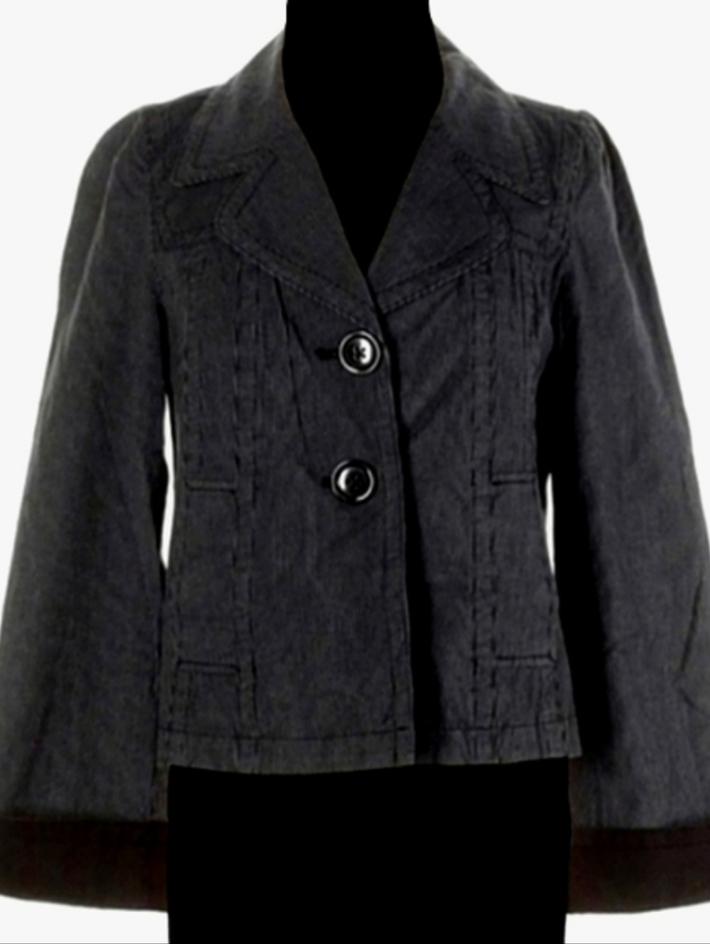 Vintage Talbots Blue Grey Short Jacket Railroad Stripes Cropped Striped Blazer 4